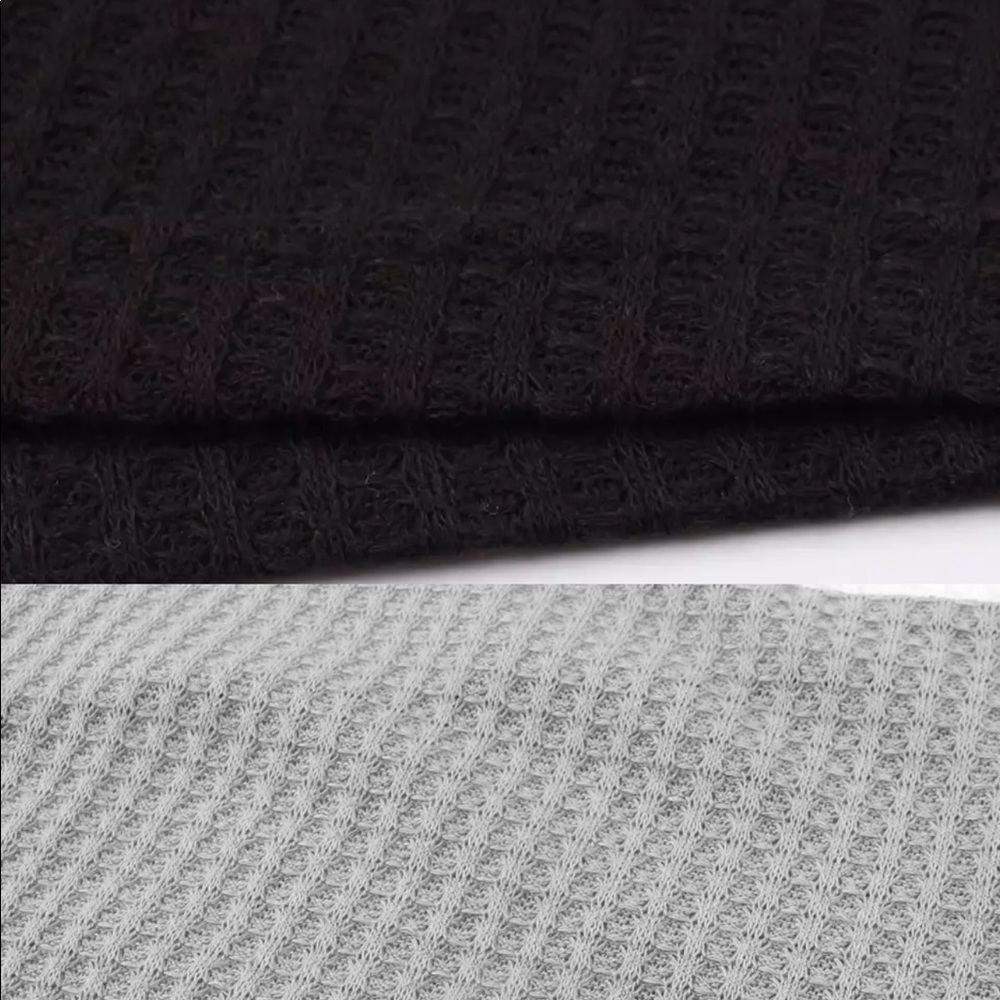 *PLUS SIZE colorblock waffle button tie top - Picture 3 of 5